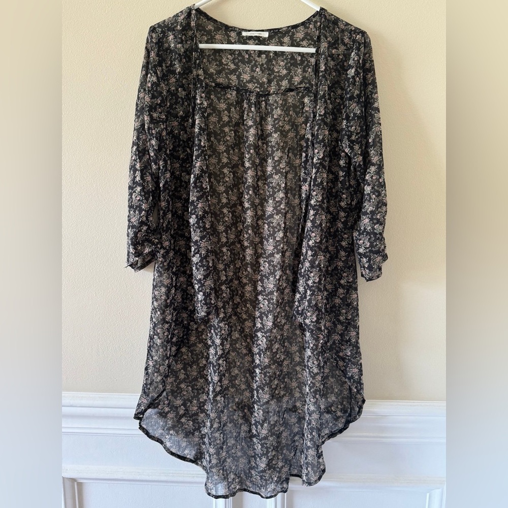 Sheer Long Sleeve Kimono Cover Up Shawl